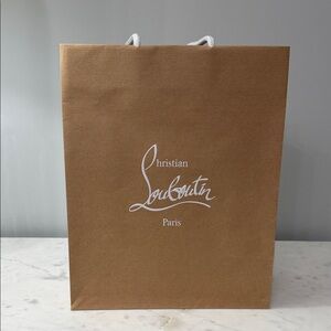 Christian Louboutin Tan with White Handles Shopping Bag